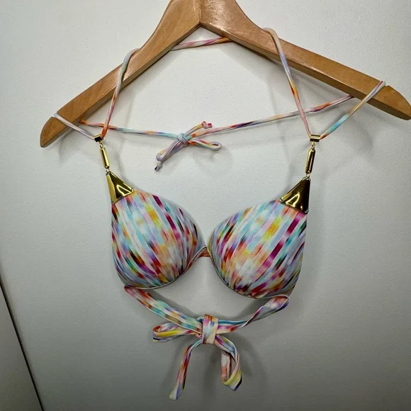 Colorful Striped Bikini Set - Picture 2 of 9